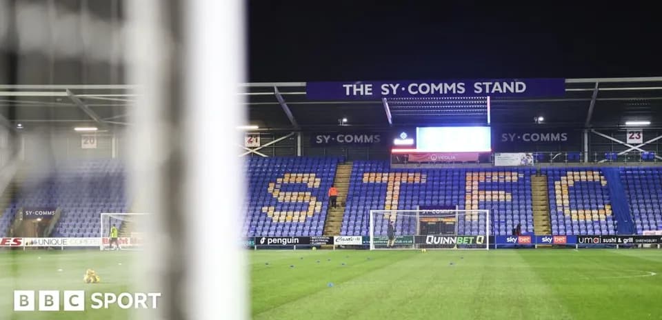View of SY Comms Stand at Shrewsbury Town stadium