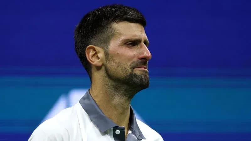 Tennis player with emotional expression during match