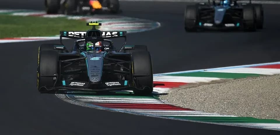 Mercedes Formula 1 car navigating a track corner