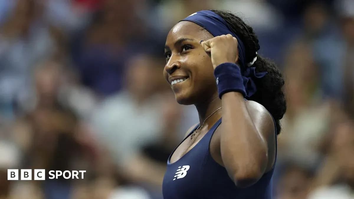 Tennis player celebrating during match at US Open