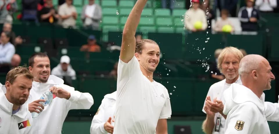 Player celebrating with teammates after a match