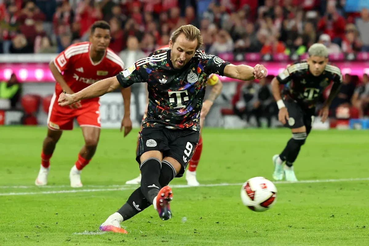 Player taking a penalty kick during match