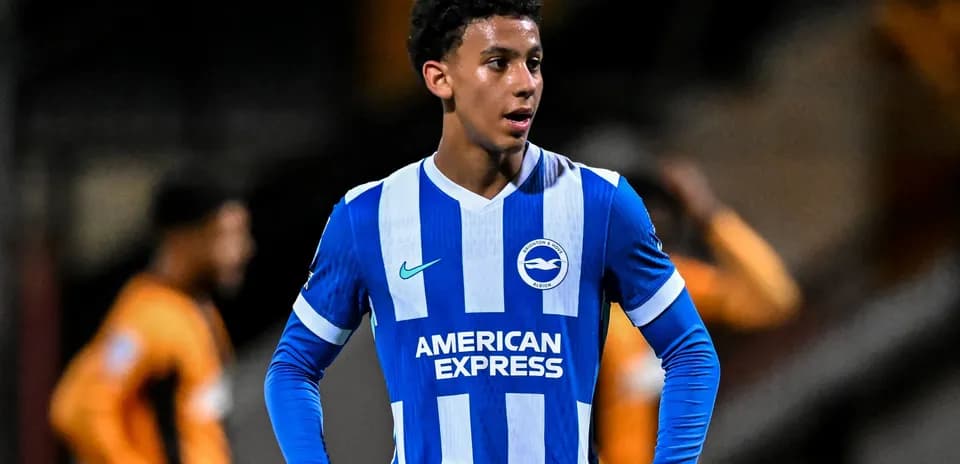 Brighton player in blue and white kit during match