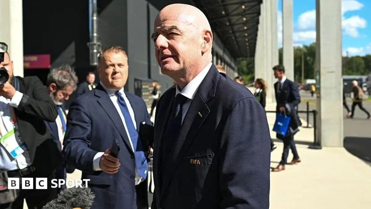 FIFA president speaking to media outside venue