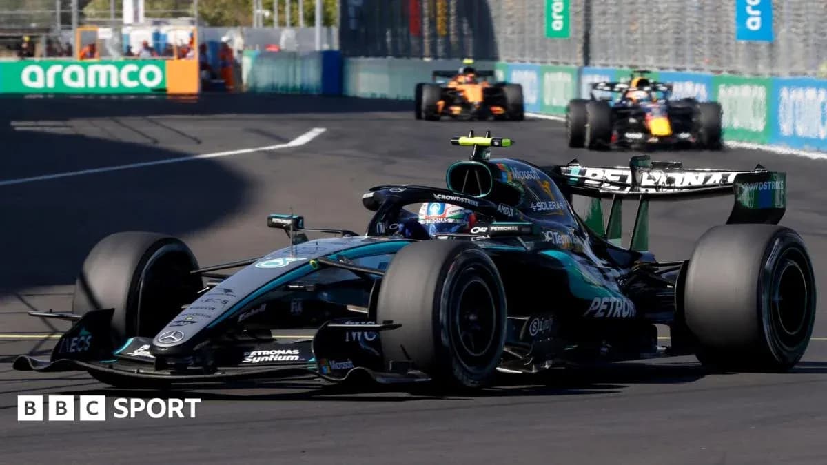 Mercedes car racing on track during Formula 1 event