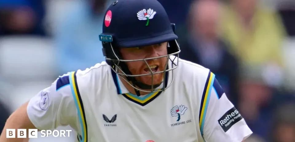 Batsman in Yorkshire CCC kit playing in a match
