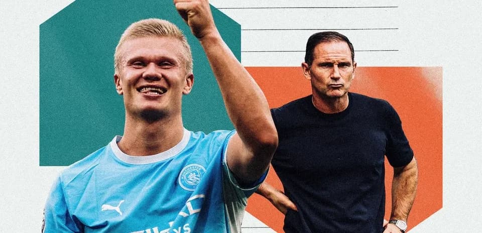 Erling Haaland celebrating with coach in background