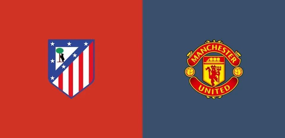 Logos of Atletico Madrid and Manchester United