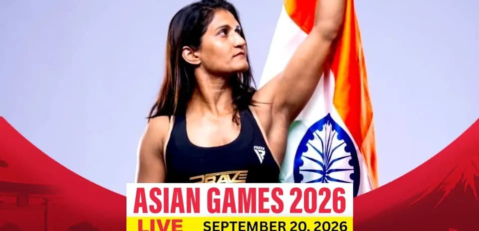 Athlete holding Indian flag for Asian Games 2026