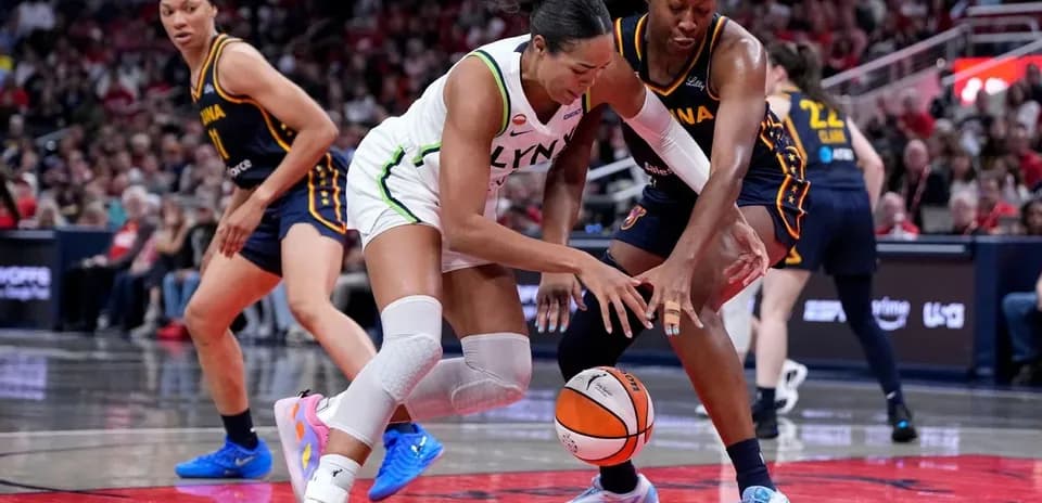 Players battling for the basketball during game