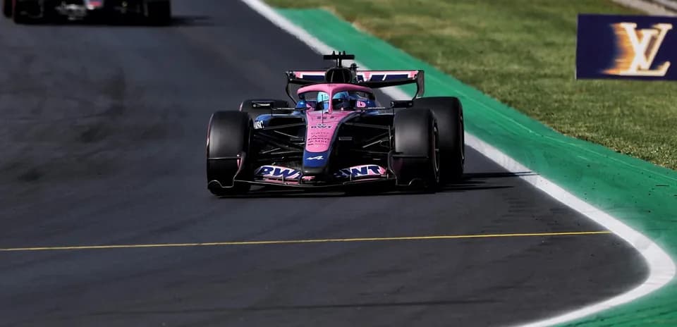 Race car speeding on track during Formula 1 event
