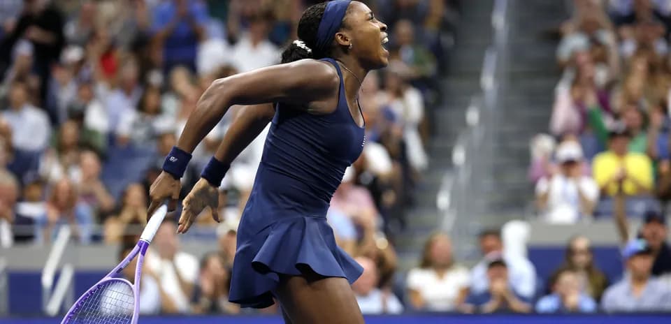 Tennis player celebrating during US Open match