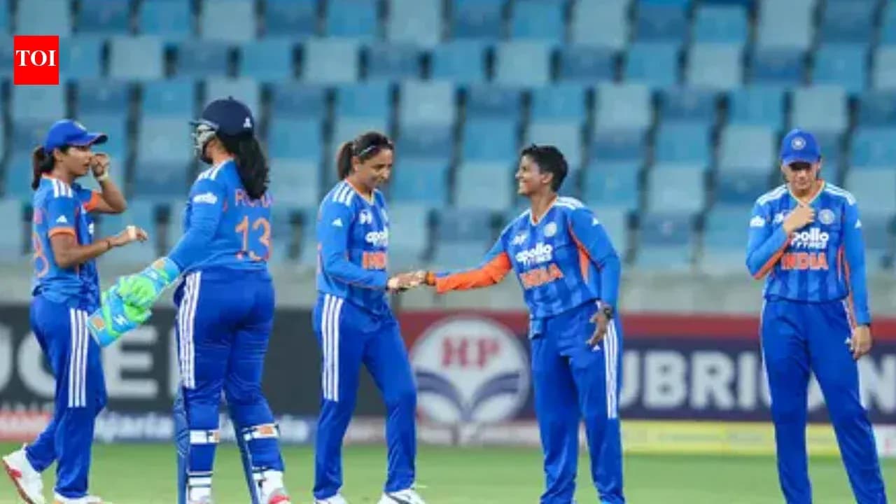Indian women's cricket team celebrating a wicket