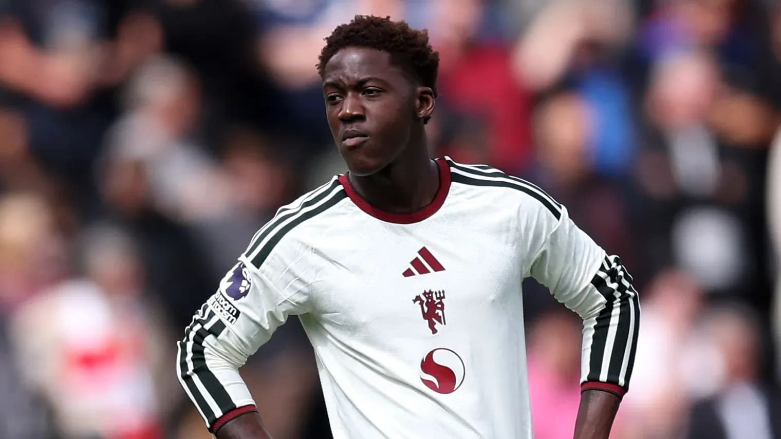 Player in white kit looking during match