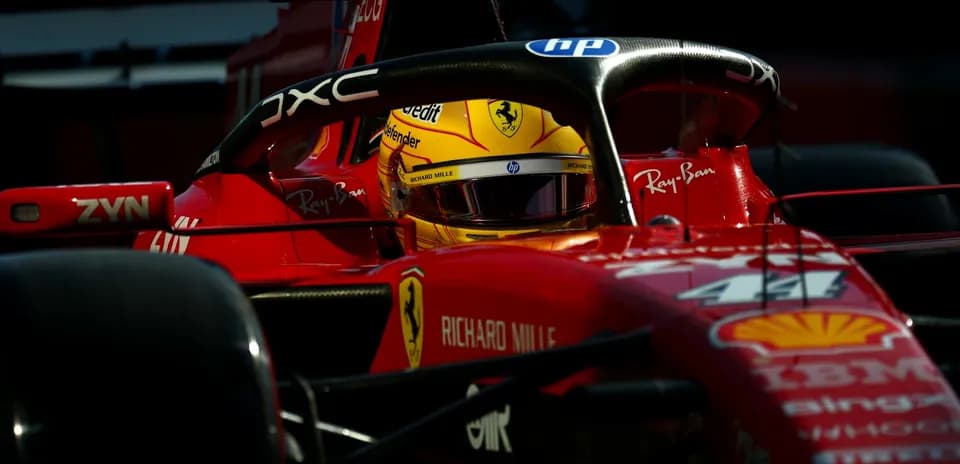 Driver in Ferrari car during a race event