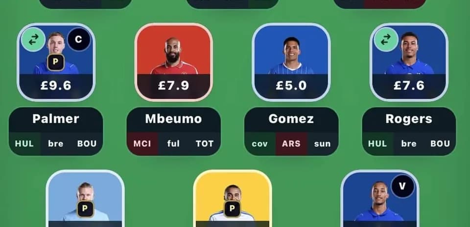 Fantasy football player selection interface with prices