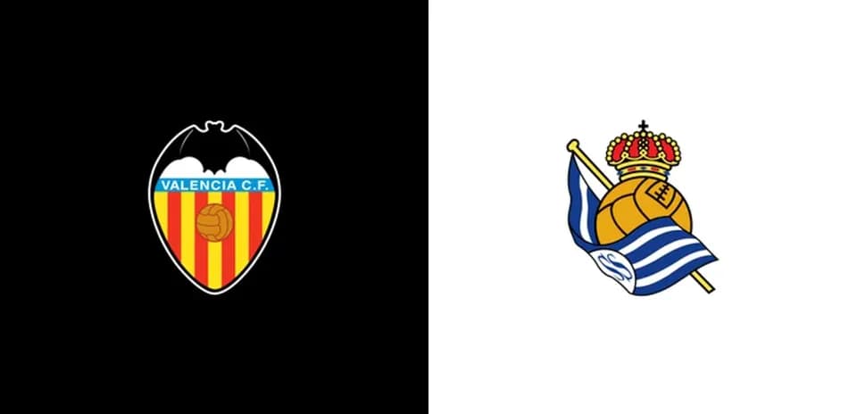 Logos of Valencia C.F. and Real Sociedad
