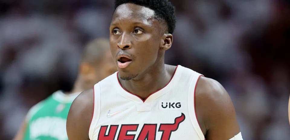 Player in Miami Heat jersey during game