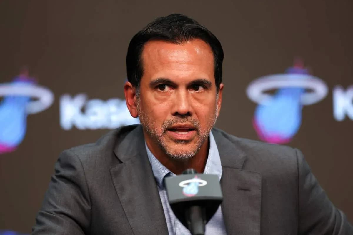 Coach speaking at Miami Heat press conference