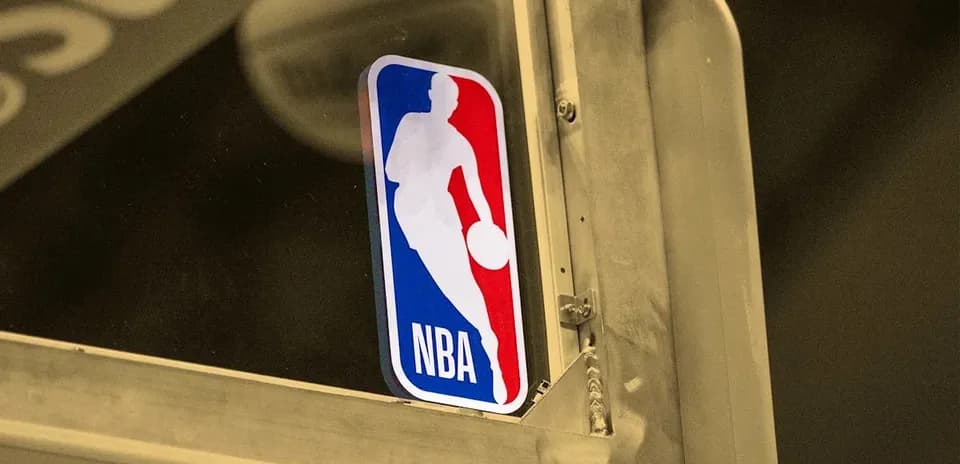NBA logo sticker on glass surface