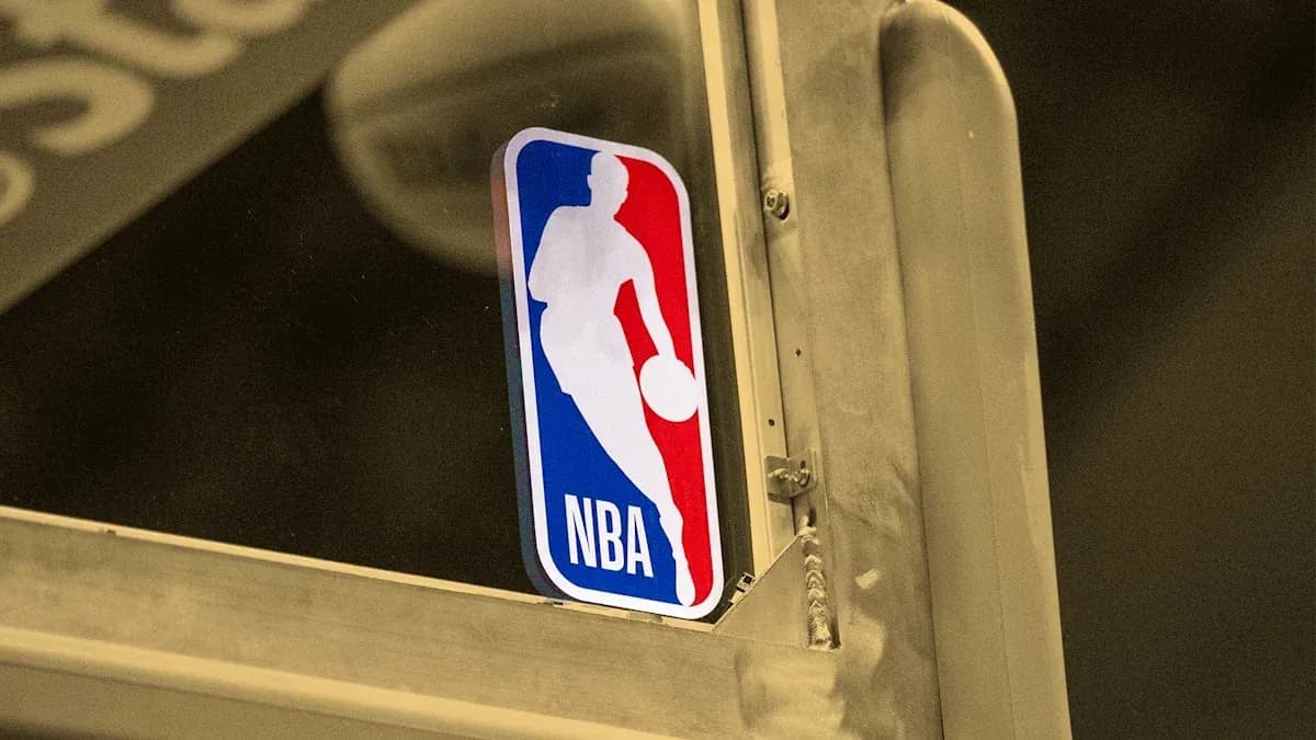 NBA logo sticker on glass surface