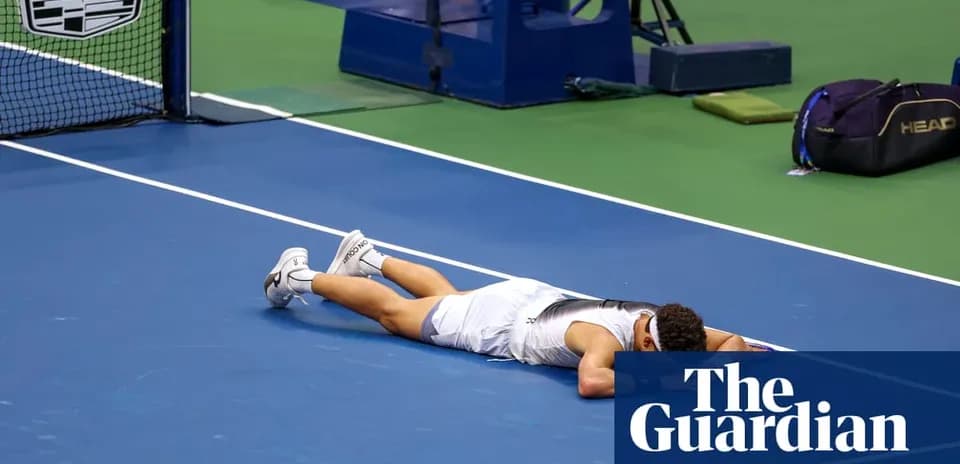 Player lying on the court after match loss