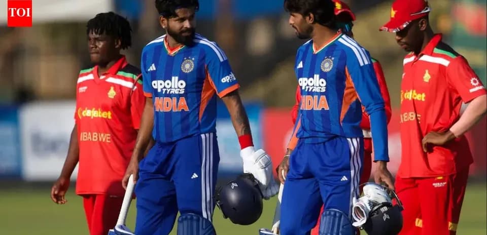 Indian cricket players walking off the field