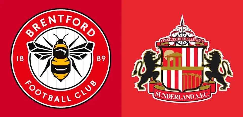 Logos of Brentford FC and Sunderland AFC side by side