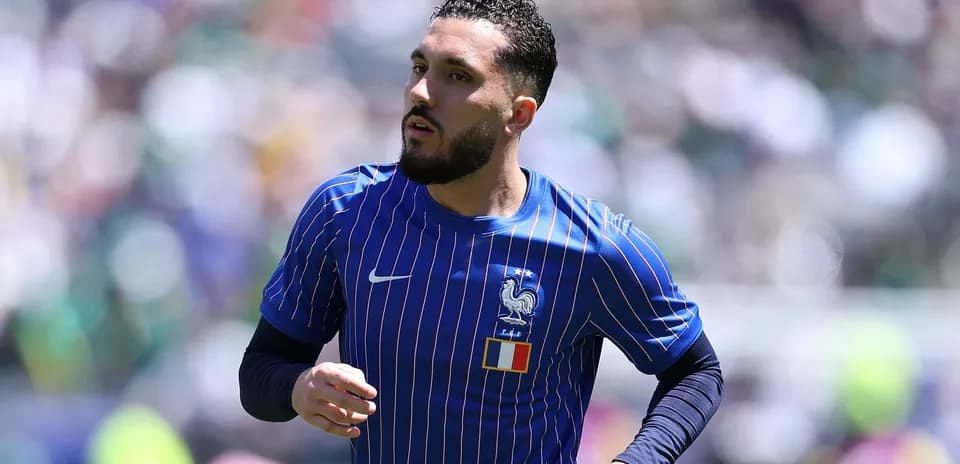 Player in France kit during warm-up session
