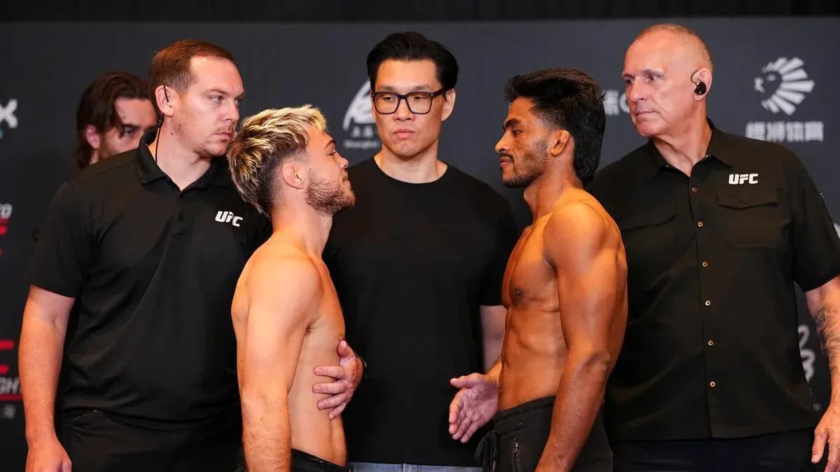 Fighters facing off at UFC weigh-in event