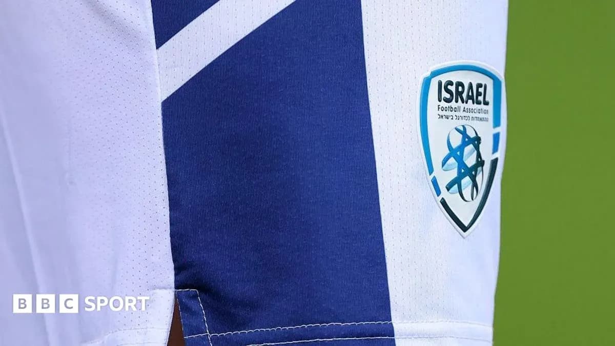 Close-up of Israel Football Association logo on jersey