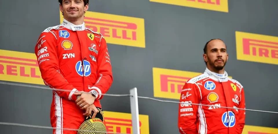 Two drivers on podium at Formula 1 event