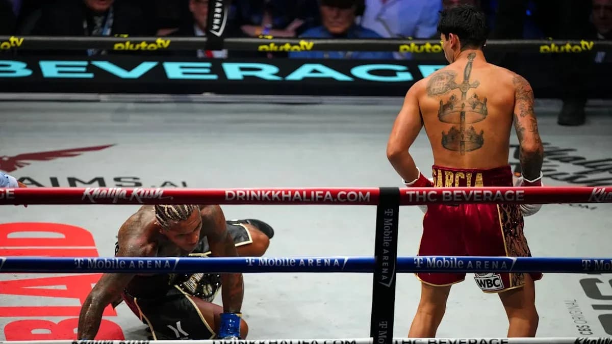 Boxer on the canvas during a match