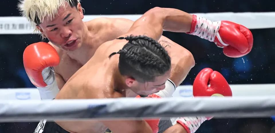Boxer landing a punch during a match