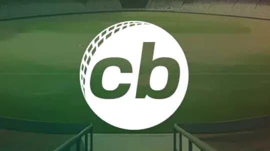 Logo of a cricket platform on stadium background