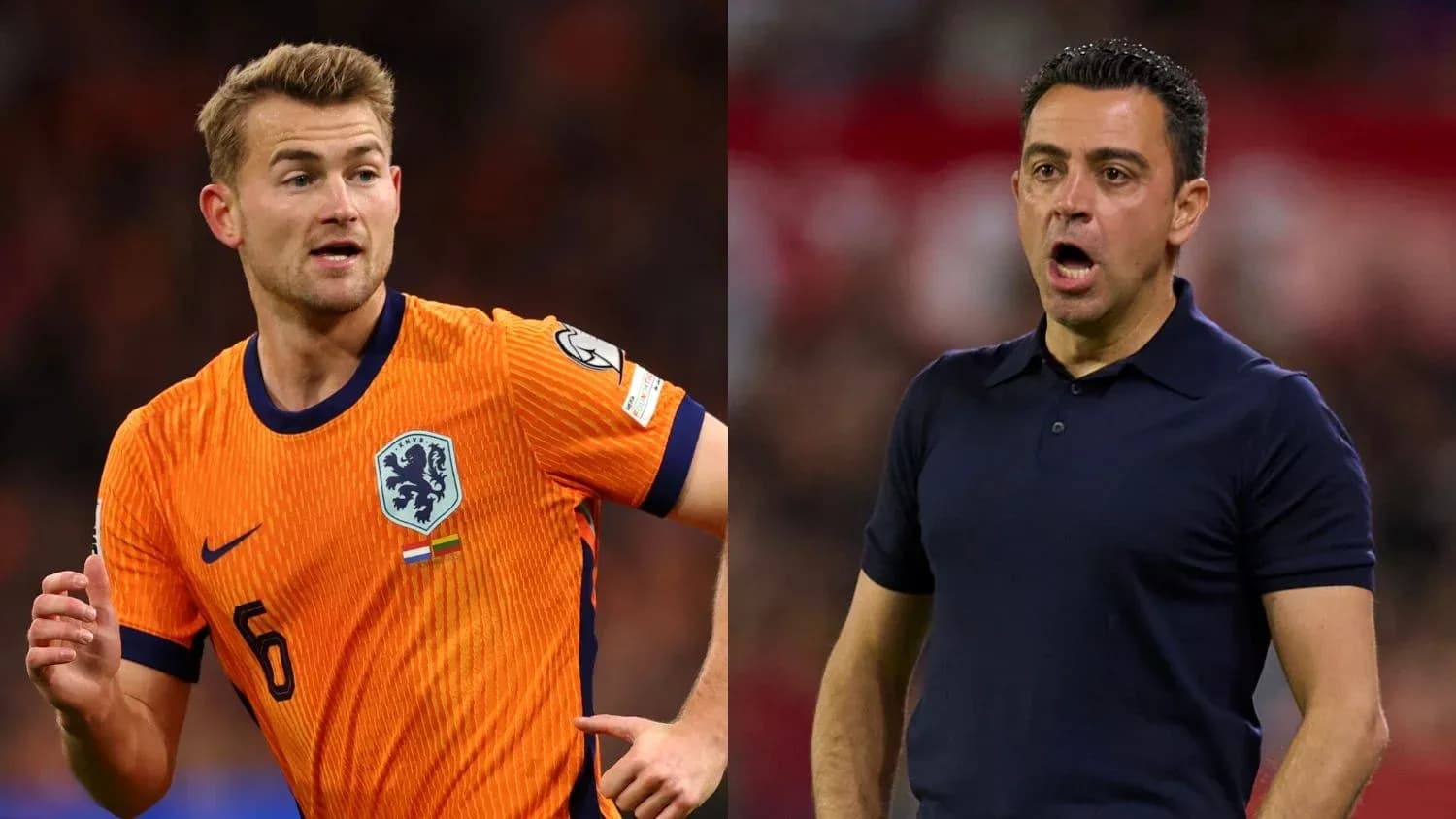 Matthijs de Ligt in orange kit, Xavi coaching