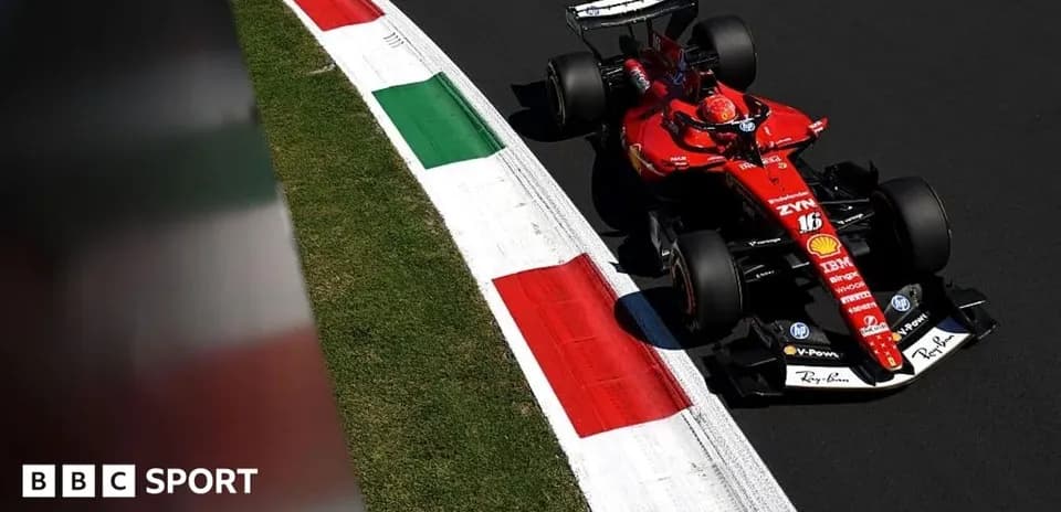 Ferrari car navigating a track corner with Italian flag colors