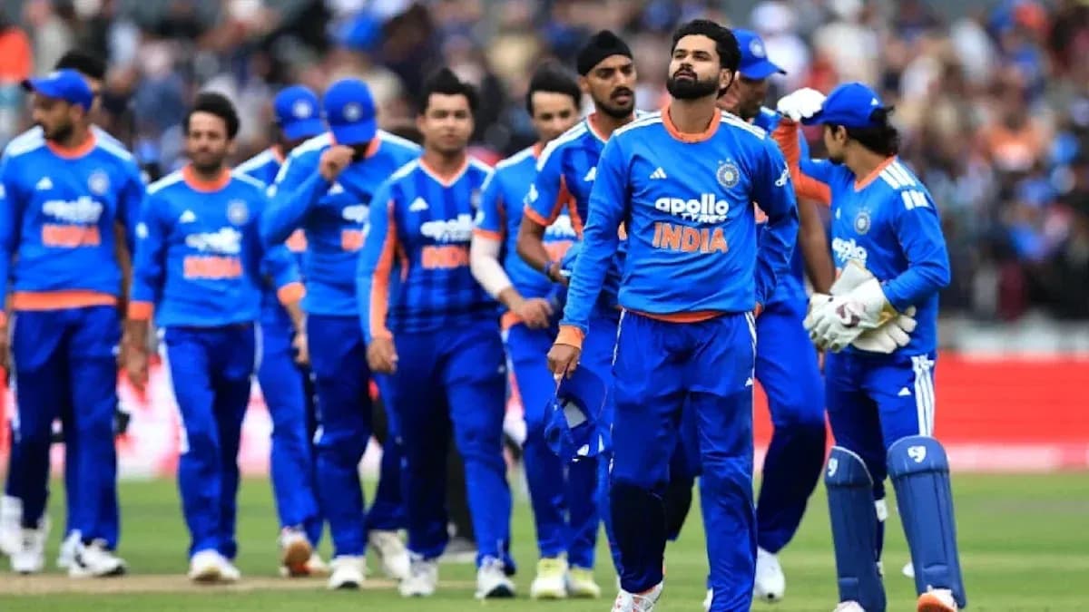 Indian cricket team walking off the field