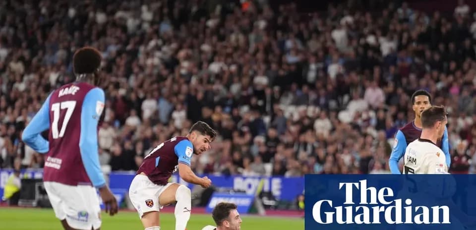 West Ham players celebrating a goal in the stadium