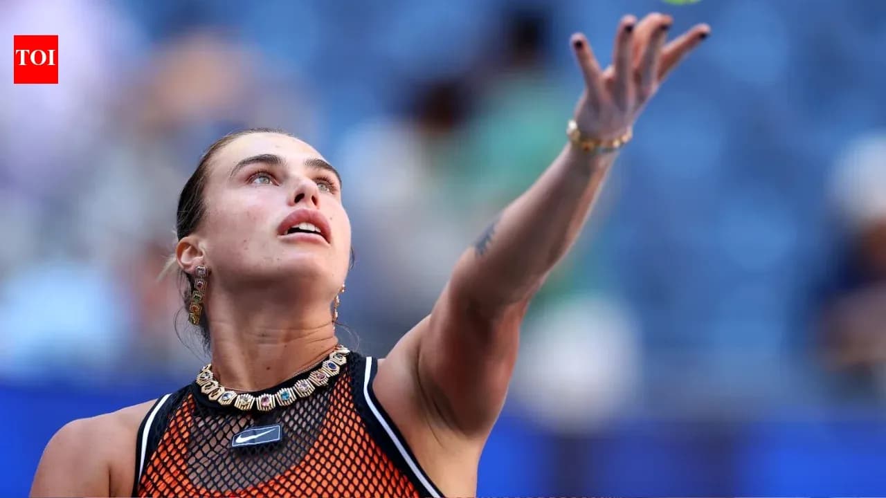 Player serving during a tennis match