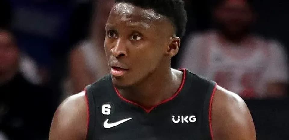Player in Miami jersey during basketball game