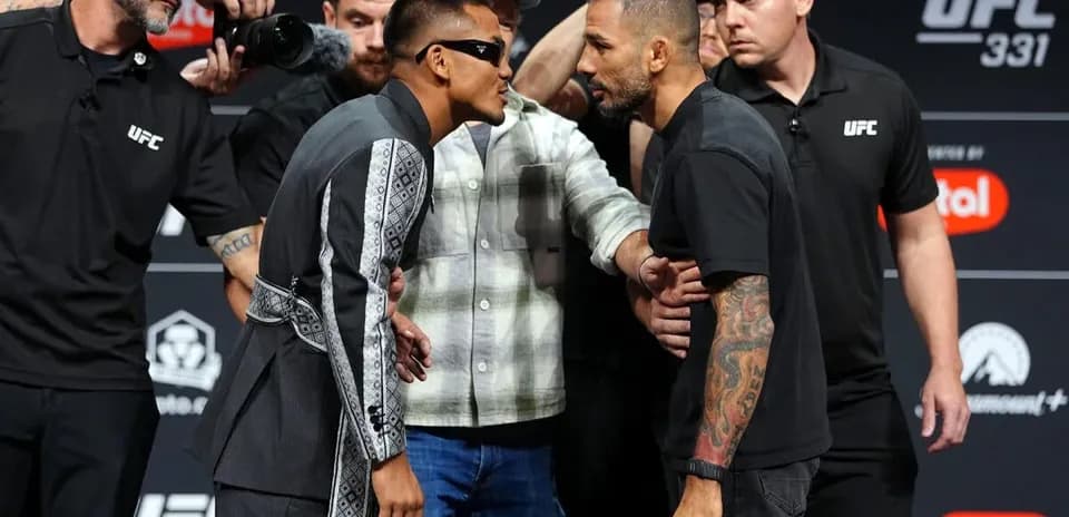 Two fighters facing off at UFC 331 weigh-in