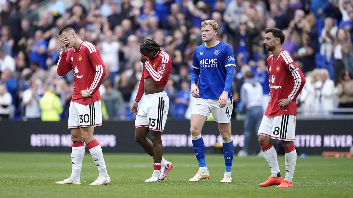 Manchester United players walking off after defeat