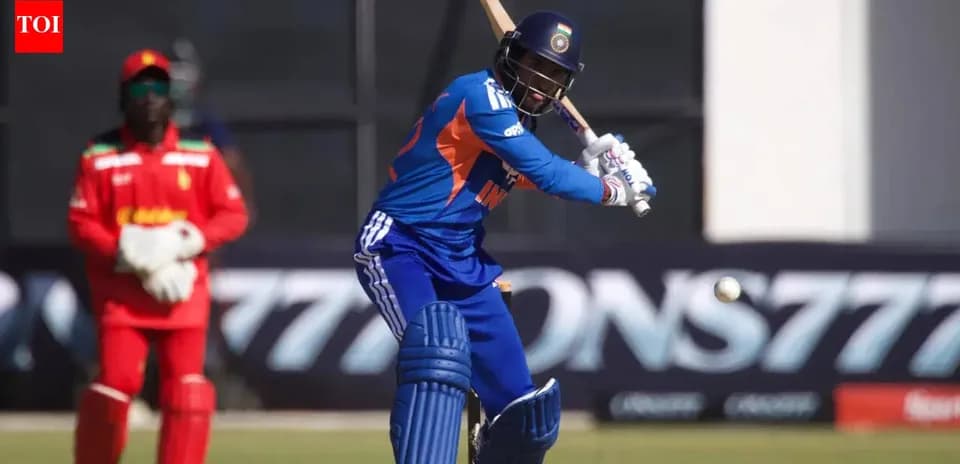 Batsman hitting a ball during cricket match
