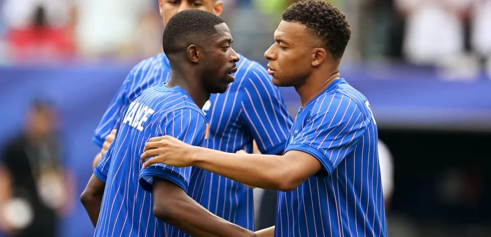 Two players interacting on the field before match