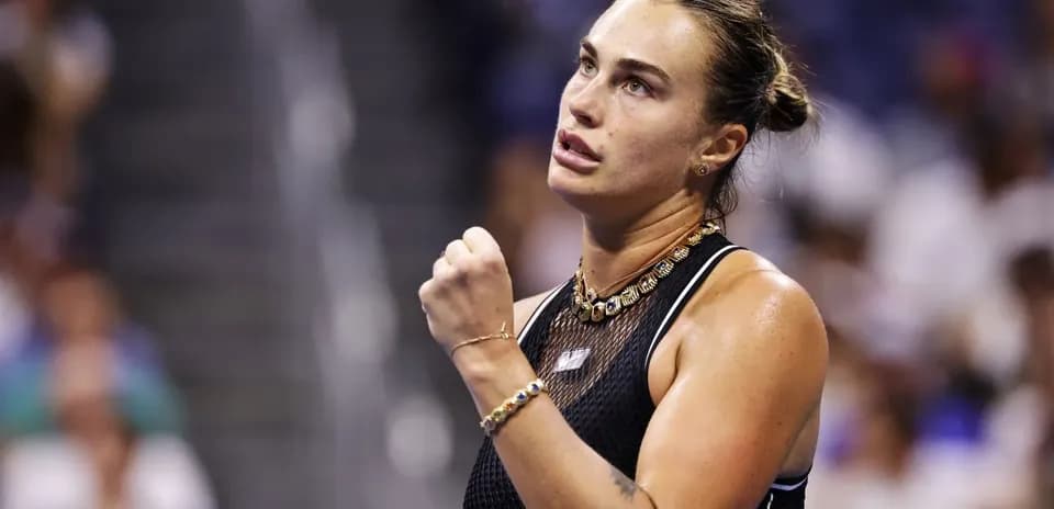 Tennis player celebrating during a match