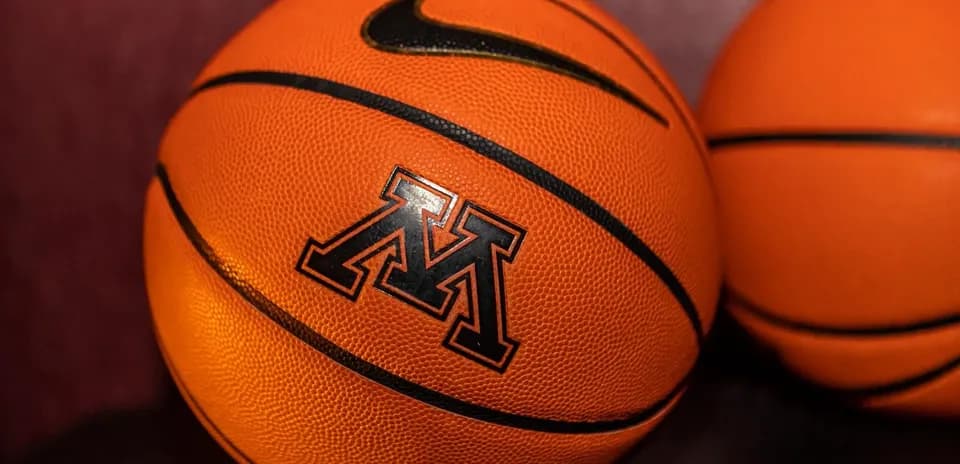 Close-up of basketballs with Minnesota logo