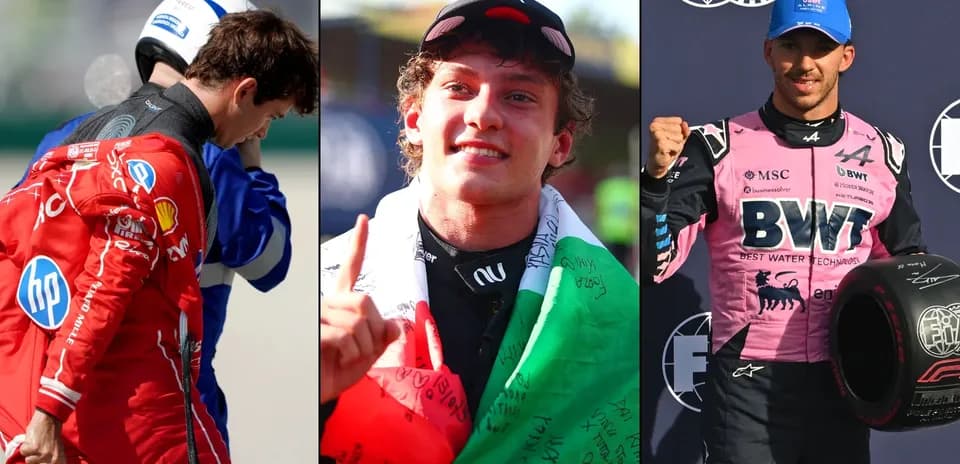 Three Formula 1 drivers in different poses