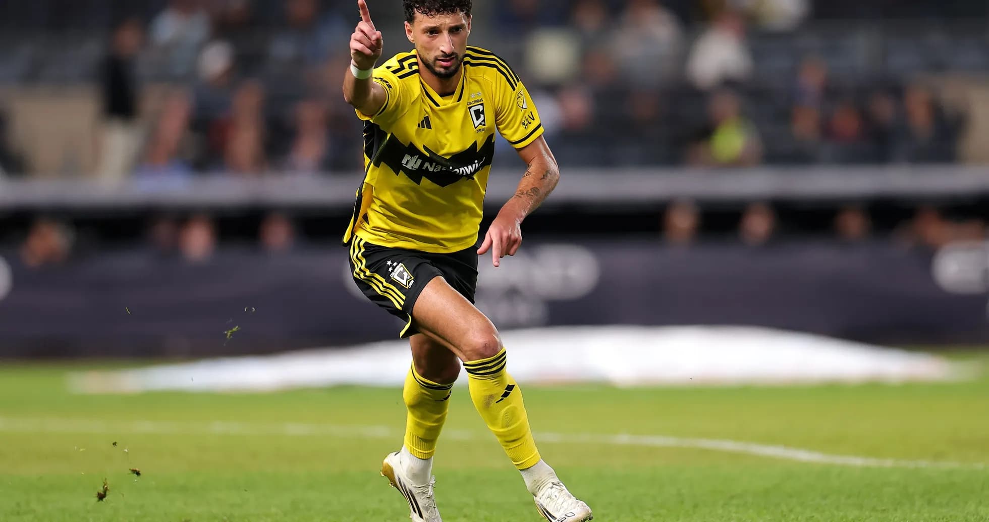 Player celebrating during a soccer match