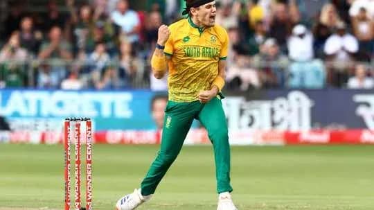 South African player celebrating wicket on field